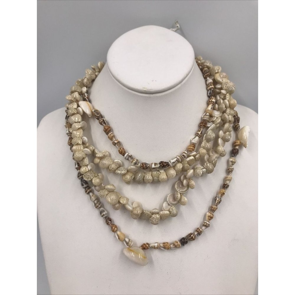 Sea shell Bead Necklaces 32” Long Infinity Style Beach Surfer‎ Ocean Coast  Lot